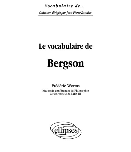 Le vocabulaire de Bergson