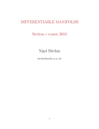 Diferentiable Manifolds - Section C Course 2003 (Lecture Notes)