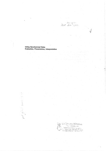 Using Geochemical Data: Evaluation, Presentation, Interpretation (Longman Geochemistry)