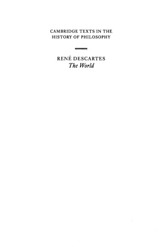 Descartes: The World and Other Writings