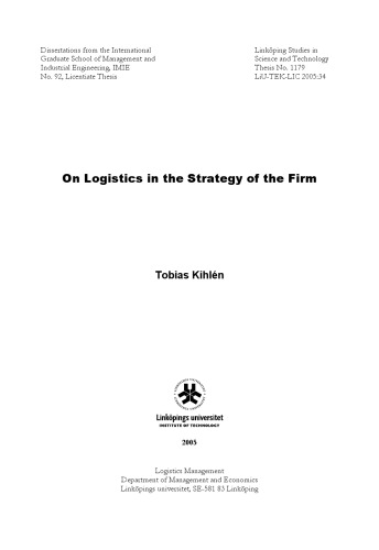 On logistics in the strategy of the firm