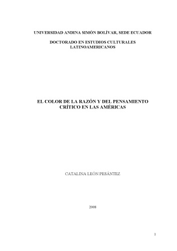 El color de la razon y del pensamiento critico en las Americas
