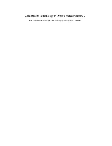 Concepts and Terminology in Organic Stereochemistry