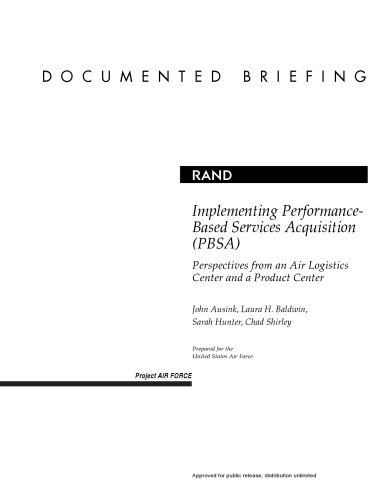 Implementing Performance-Based Services Acquistion: Perspectives