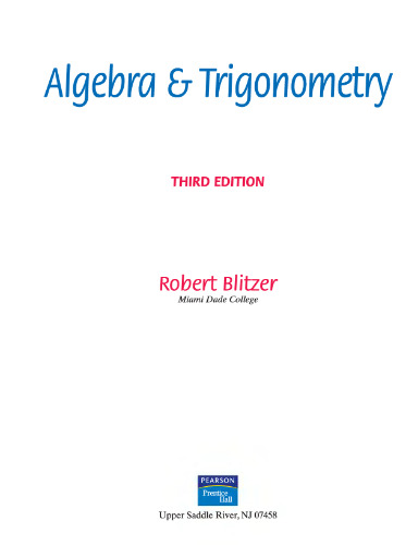 Algebra and Trigonometry (3rd Edition)