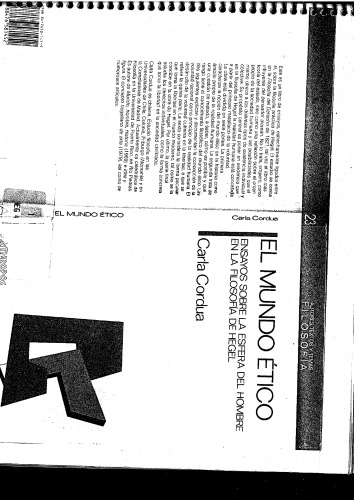 El Mundo ético : ensayos sobre la esfera del hombre en la filosofía de Hegel