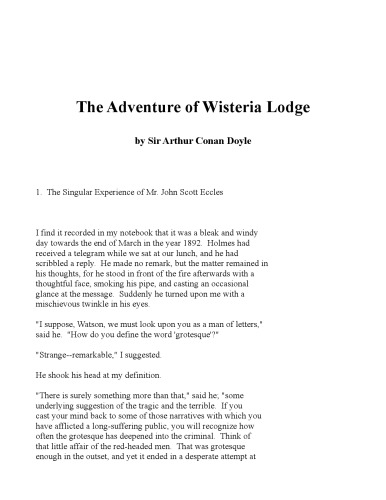 The Adventure Of Wisteria Lodge