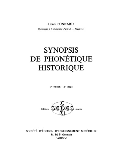 Synopsis de phonetique historique