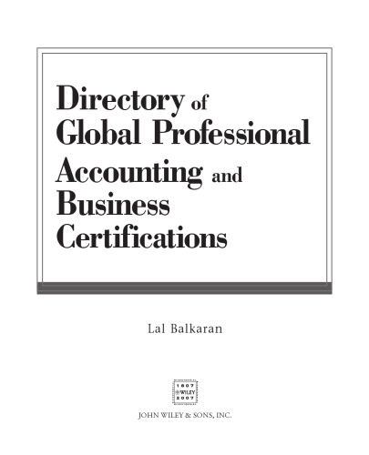 Directory of Global Professional Accounting and Business Certifications