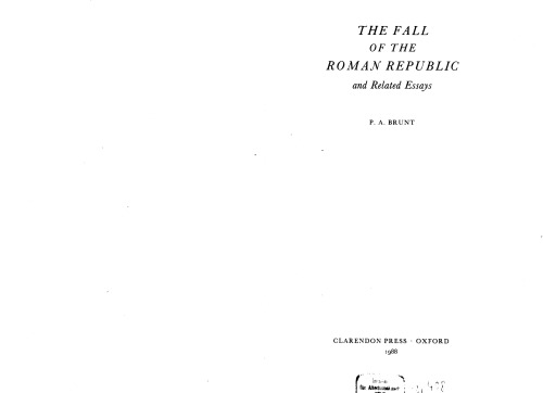 The Fall of the Roman Republic and Related Essays