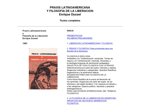 Praxis latinoamericana y filosofia de la liberacion