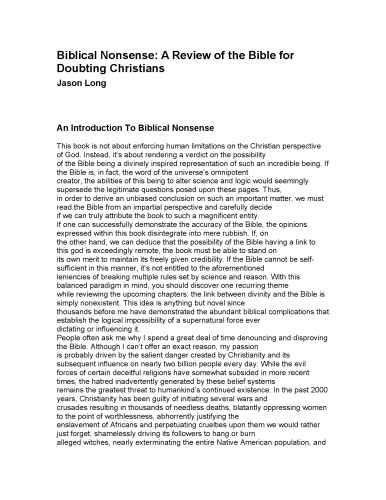 Biblical Nonsense: A Review of the Bible for Doubting Christians