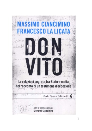 Don Vito: Le relazioni segrete tra stato e mafia nel racconto di un testimone d'eccezione