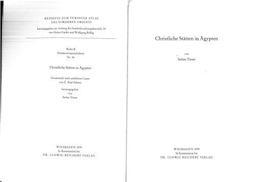 Christliche Statten in Agypten (Beihefte zum Tubinger Atlas des Vorderen Orients : Reihe B) (German Edition)