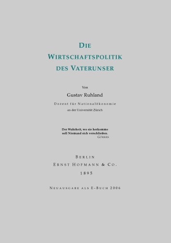 Die Wirtschaftspolitik des Vaterunser