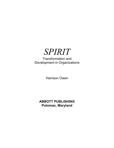 Spirit-Transformation and Development in Organizations