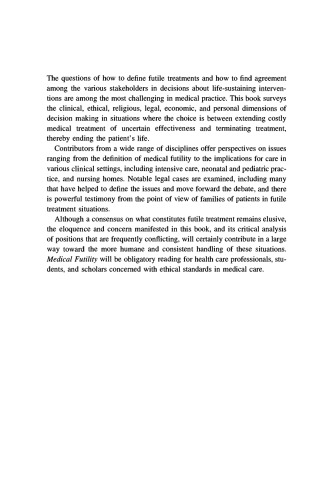 Medical Futility: And the Evaluation of Life-Sustaining Interventions