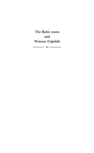 The Baltic States and Weimar Ostpolitik