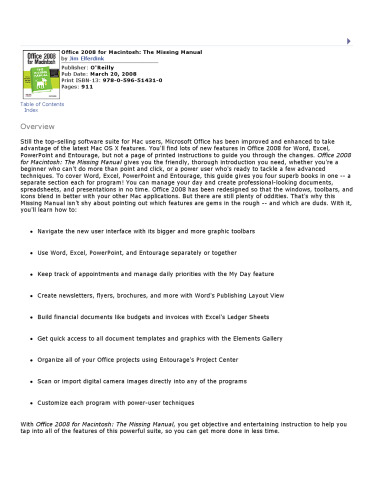 Office 2008 for Macintosh: The Missing Manual