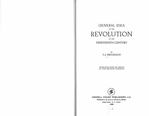 General Idea of the Revolution in the Nineteenth Century