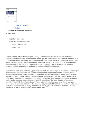 CCIE Practical Studies, Vol. 1