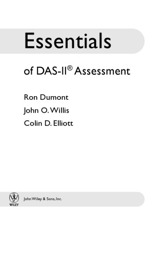 Essentials of DAS-II Assessment (Essentials of Psychological Assessment)