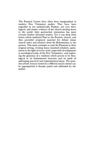 The Theology of the Pastoral Letters (New Testament Theology)