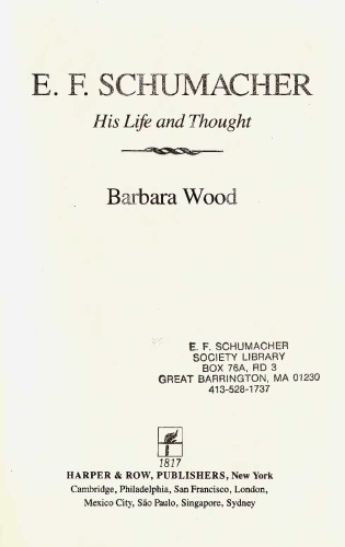 E.F. Schumacher, his life and thought