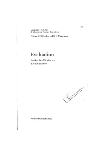 Evaluation (Language Teaching : a Scheme for Teacher Education)