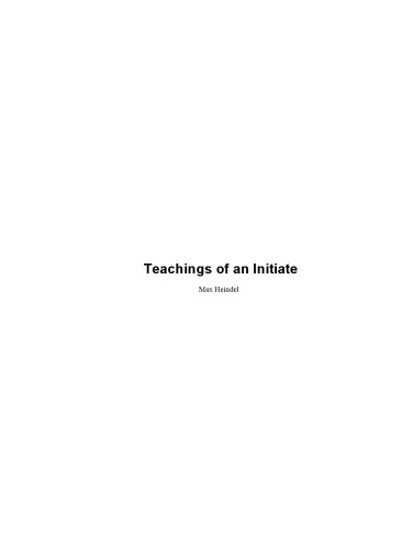 Teachings of an Initiate