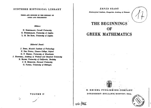 The Beginnings of Greek Mathematics