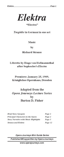 Elektra (Opera Journeys Mini Guide Series)