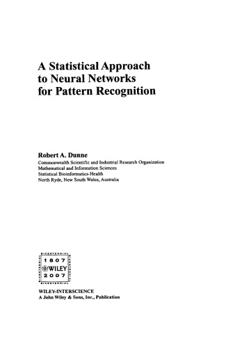 A Statistical Approach to Neural Networks for Pattern Recognition (Wiley Series in Computational Statistics)
