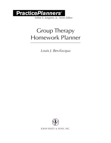 Brief Group Therapy Homework Planner (Atlas of Polymer 3rd Edition)