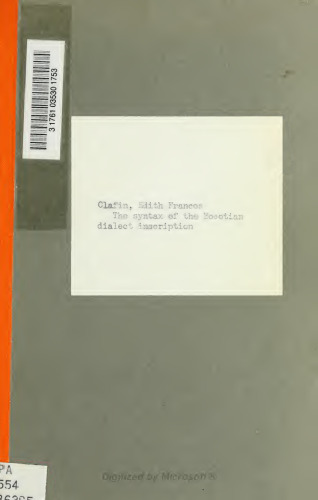 The Syntax of the Boeotian Dialect Inscriptions