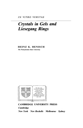 Crystals in Gels and Liesegang Rings