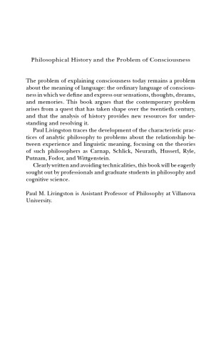 Philosophical History and the Problem of Consciousness