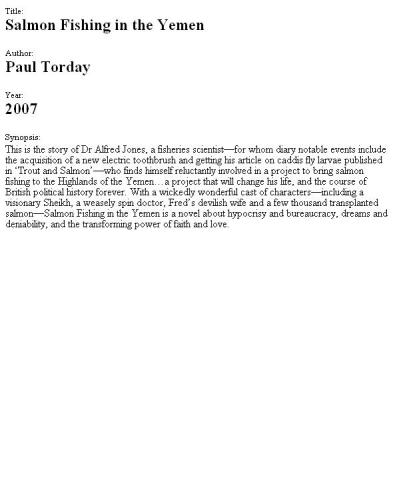 Salmon Fishing in the Yemen