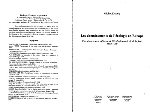 Les cheminements de l'ecologie en Europe: Une histoire de la diffusion de l'ecologie au miroir de la foret, 1880-1980