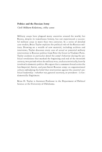 Politics and the Russian Army: Civil-Military Relations, 1689-2000