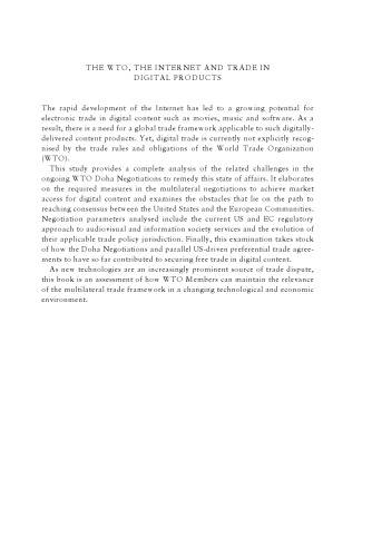 The WTO, the Internet and Trade in Digital Products: EC-US Perspectives (Studies in International Trade Law)
