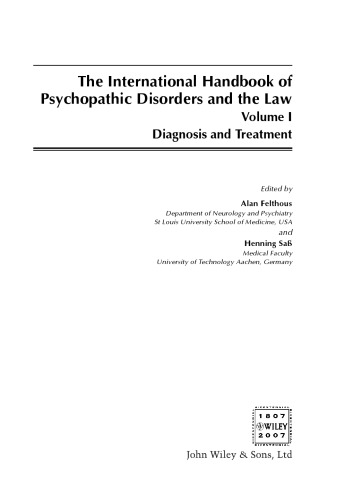 International Handbook on Psychopathic Disorders and the Law