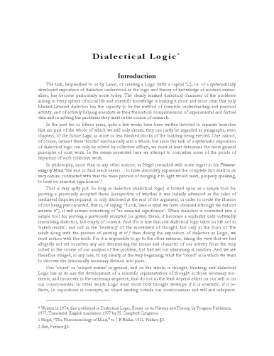 Dialectic Logic: Essays on Its History and Theory