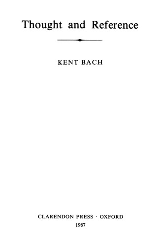 Thought and Reference (Clarendon Paperbacks)