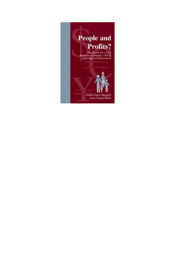 People and Profits?: The Search for A Link Between A Company's Social and Financial Performance (Volume in Lea's Organization and Management Series)