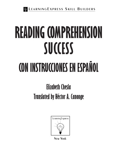 Reading Comprehension Success   Spanish Edition