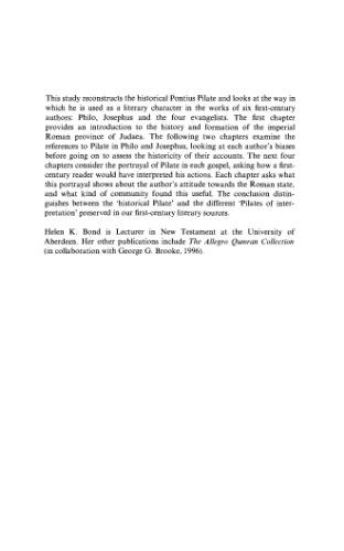 Pontius Pilate in History and Interpretation (Society for New Testament Studies Monograph Series)