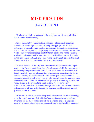 Miseducation: Preschoolers at Risk