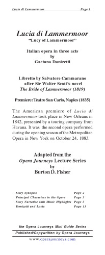 Lucia di Lammermoor (Opera Journeys Mini Guide Series)