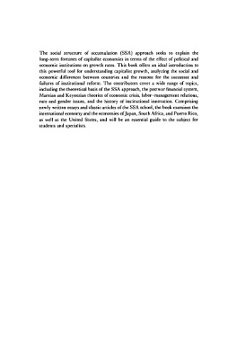 Social Structures of Accumulation: The Political Economy of Growth and Crisis